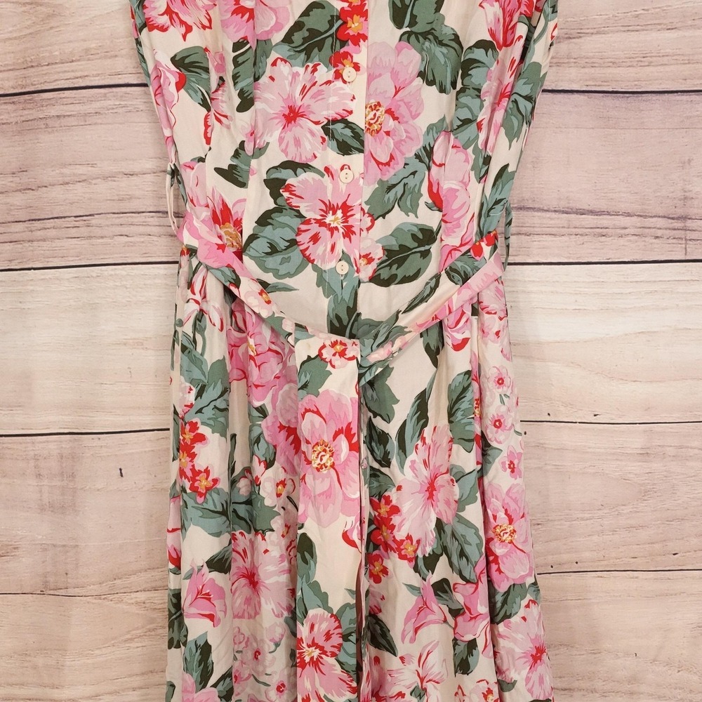MNG Dress Womens 6 Multicolor Floral Maxi Shirt Dress Collared Belted Mango - Picture 3 of 12